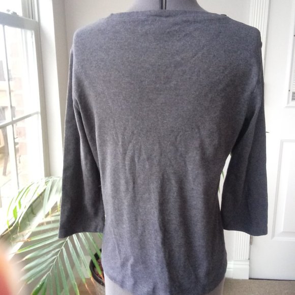 Nine West V Neck Top w./Rhinestone & Metal Accents - Picture 3 of 9